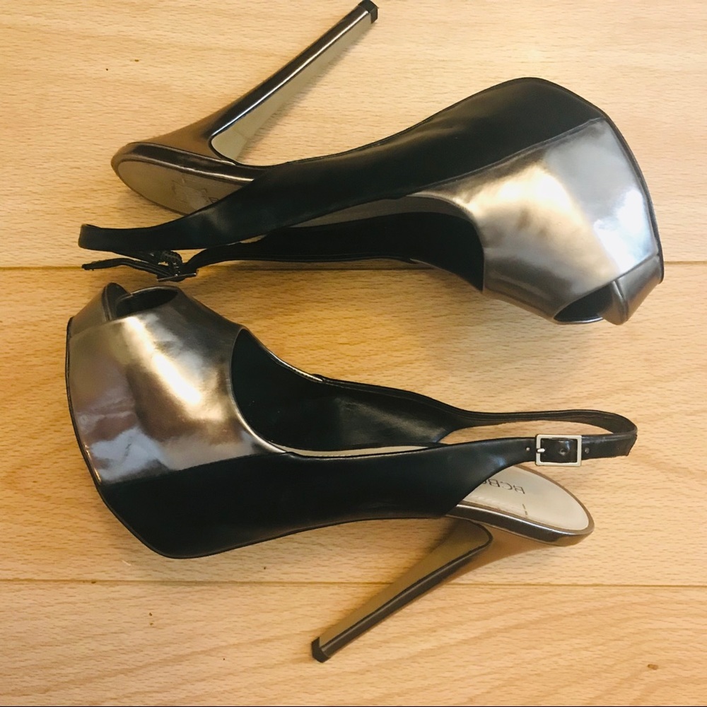 Two toned holographic spike heels